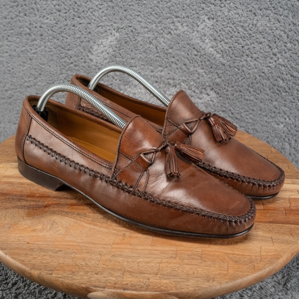 Johnston & Murphy men’s Brown Leather Tassel Loafers 10
